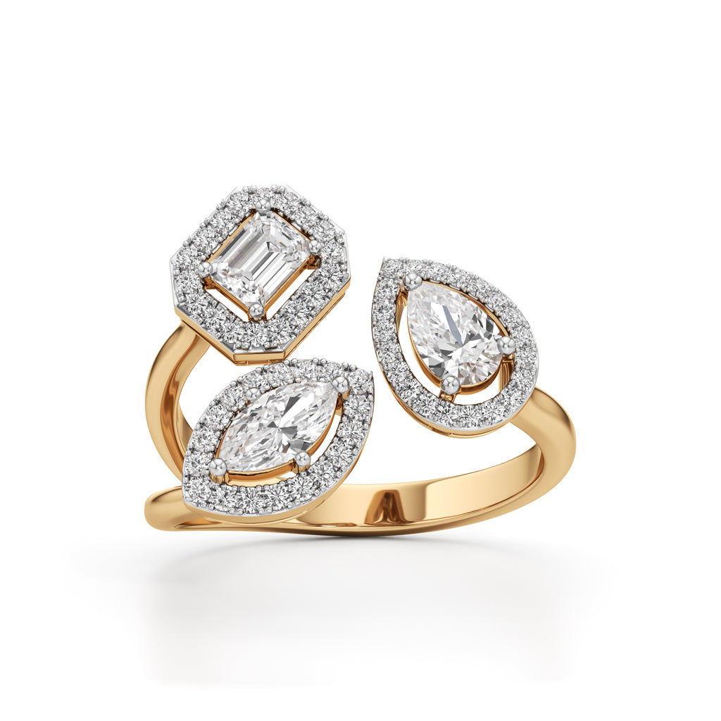 Glimvella 1Ct Three Cut Cocktail Ring