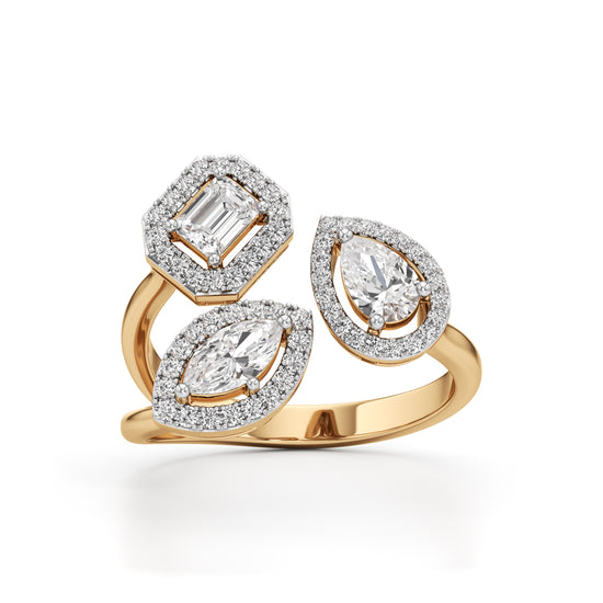 Glimvella 1Ct Three Cut Cocktail Ring