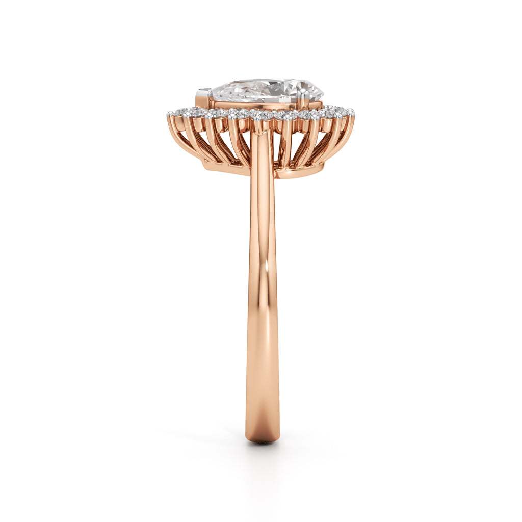Glorielle 1.25Ct pear cut halo ring
