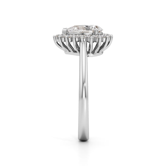 Glorielle 1.25Ct pear cut halo ring