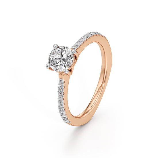 Vowria round cut sidestone engagement ring