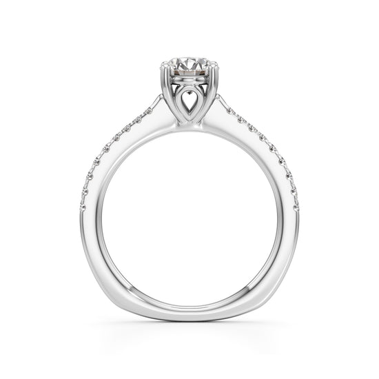 Vowria round cut sidestone engagement ring