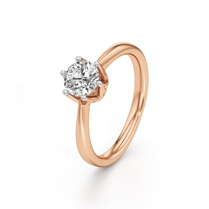 Soliantia 0.75Ct decorative round cut solitaire ring