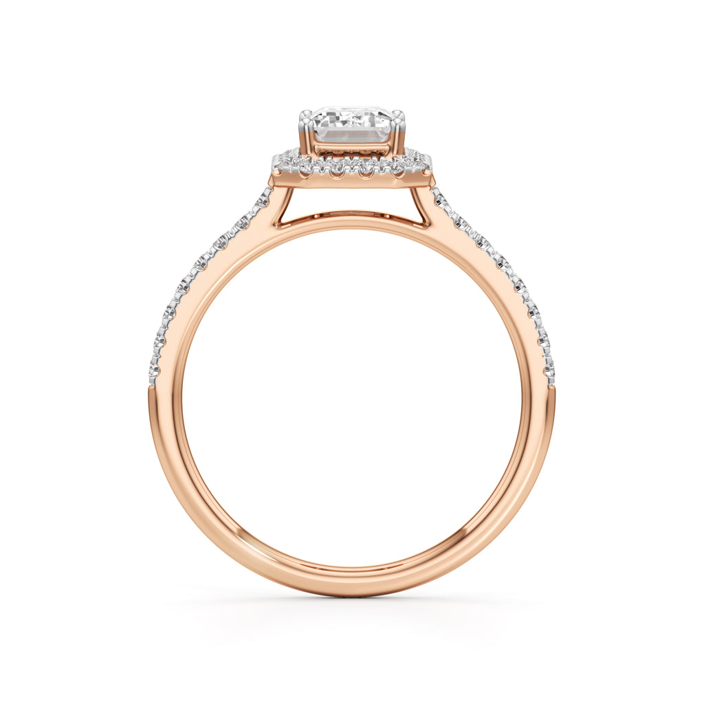 1.5Ct Elegant Round & Emerald Halo Ring