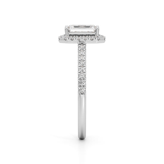 1.5Ct Elegant Round & Emerald Halo Ring