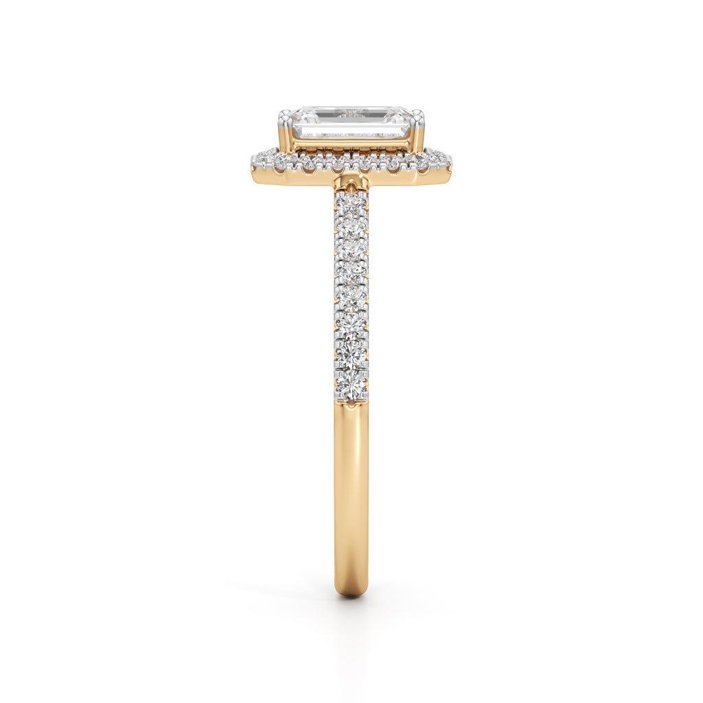 1.5Ct Elegant Round & Emerald Halo Ring