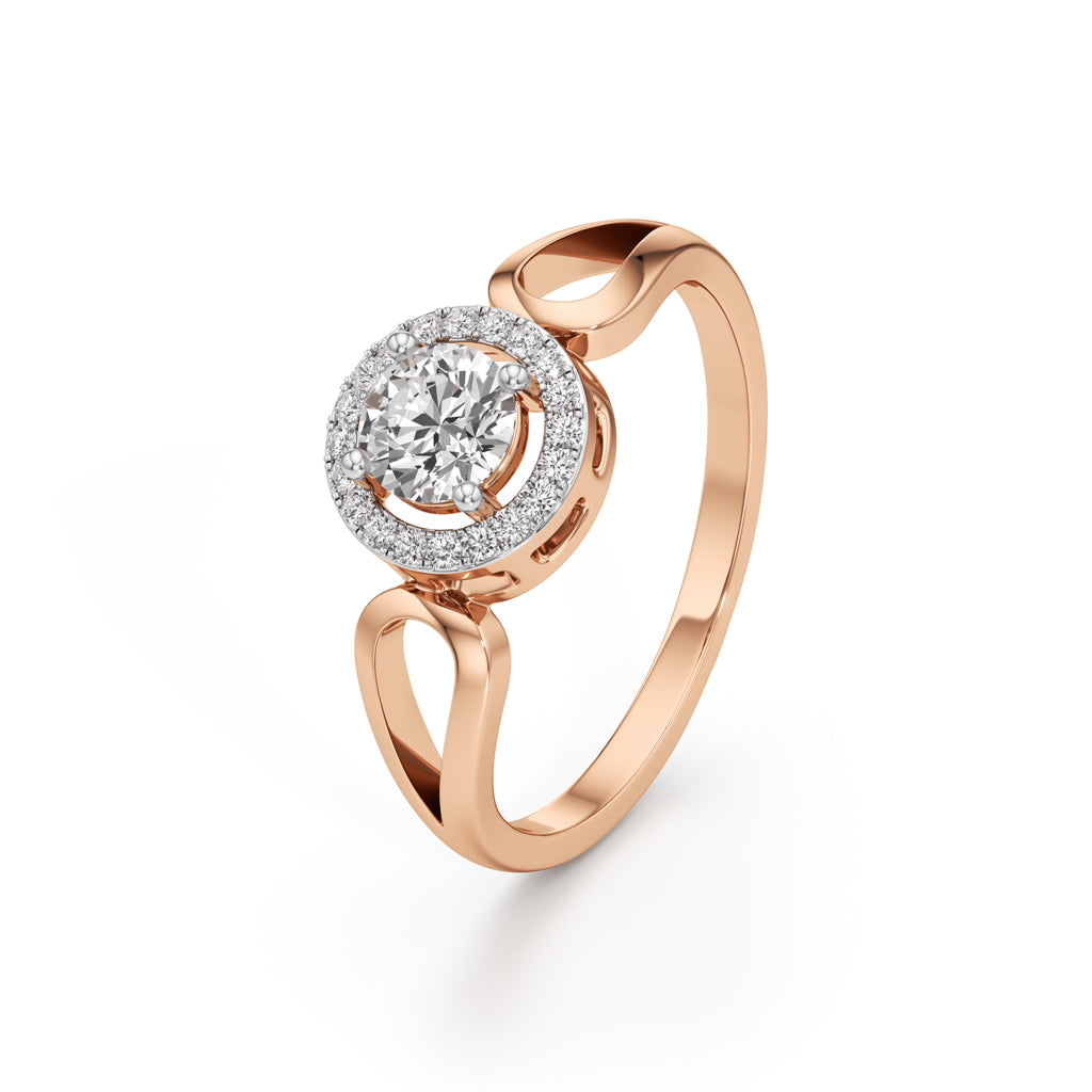Elegant Round Halo Gold Ring