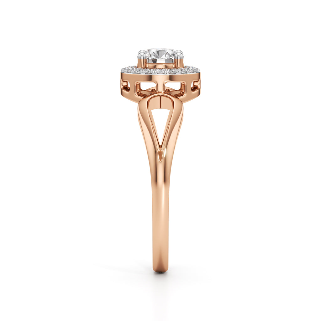 Elegant Round Halo Gold Ring