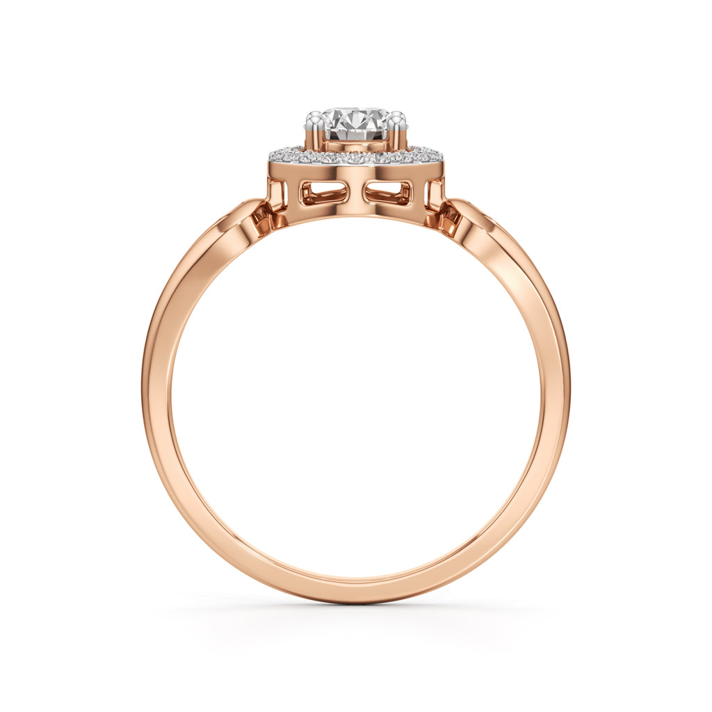 Elegant Round Halo Gold Ring