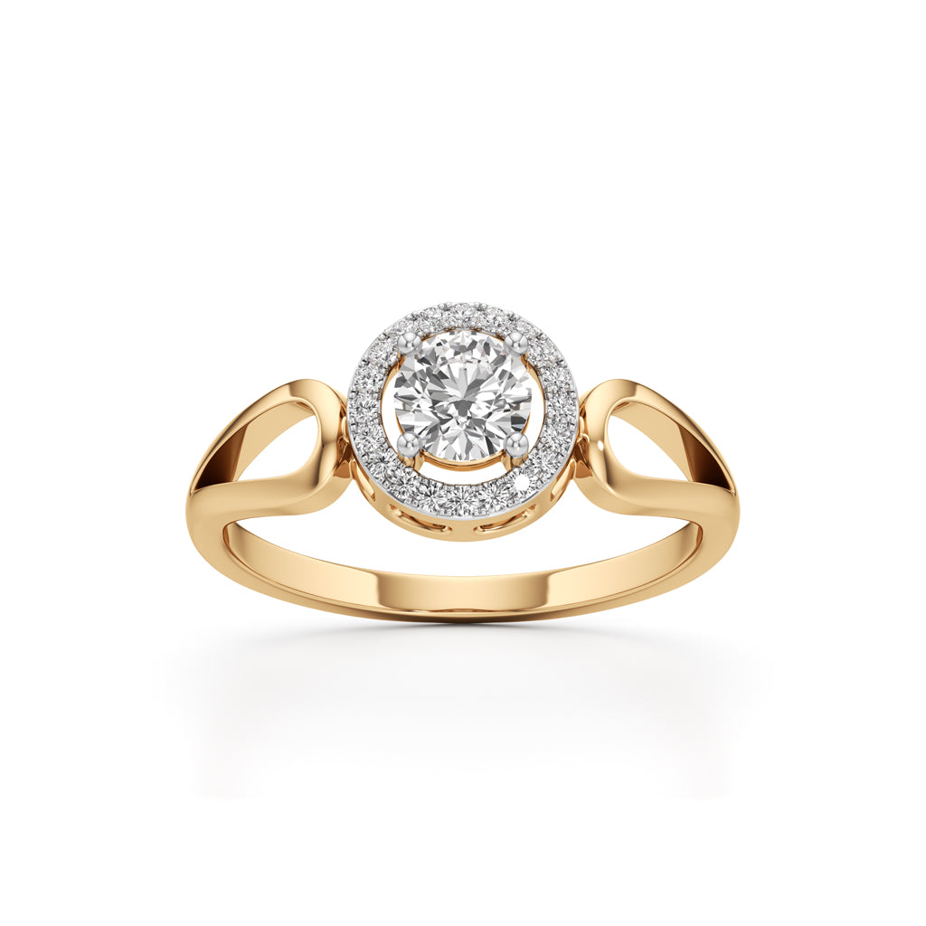 Elegant Round Halo Gold Ring