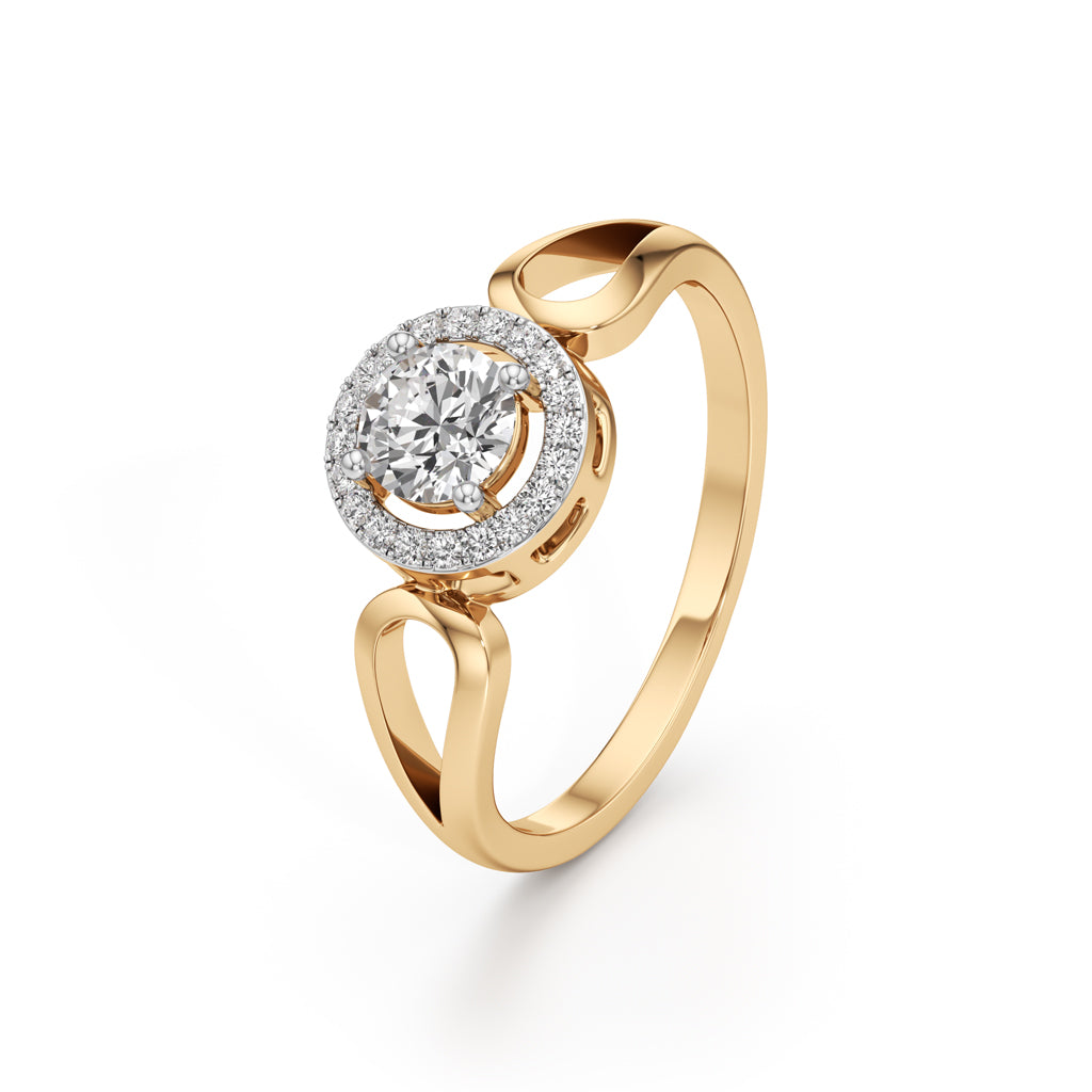 Elegant Round Halo Gold Ring