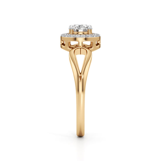 Elegant Round Halo Gold Ring