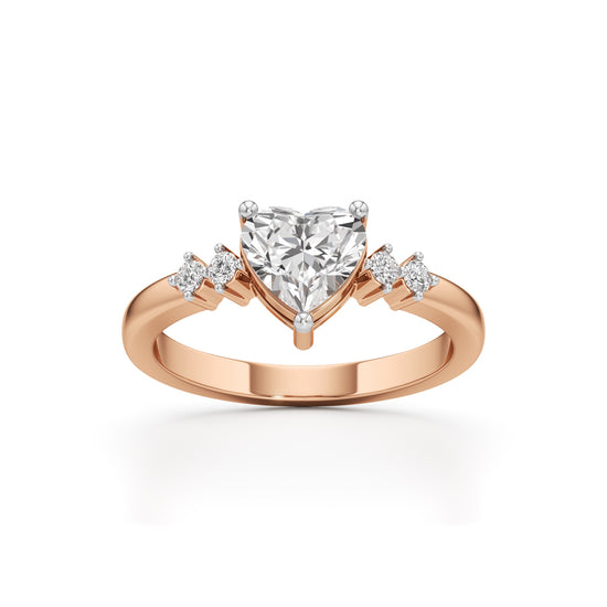 1.25Ct Heart Side Stone Diamond Ring