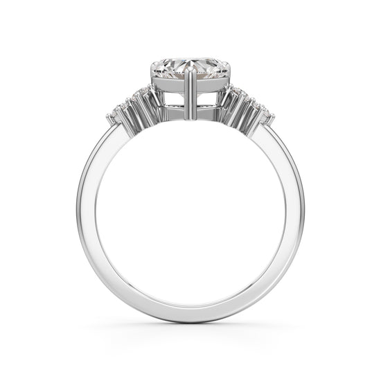 1.25Ct Heart Side Stone Diamond Ring