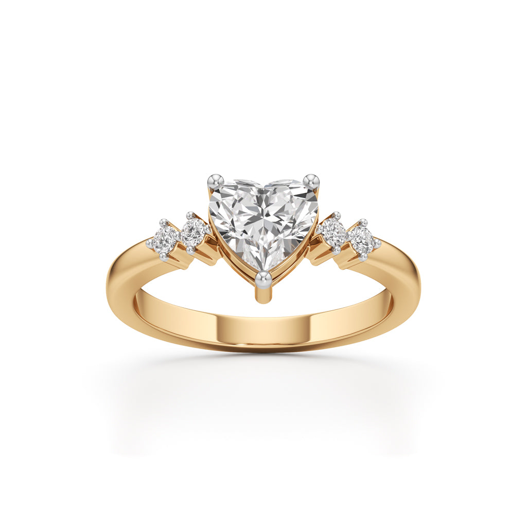 1.25Ct Heart Side Stone Diamond Ring