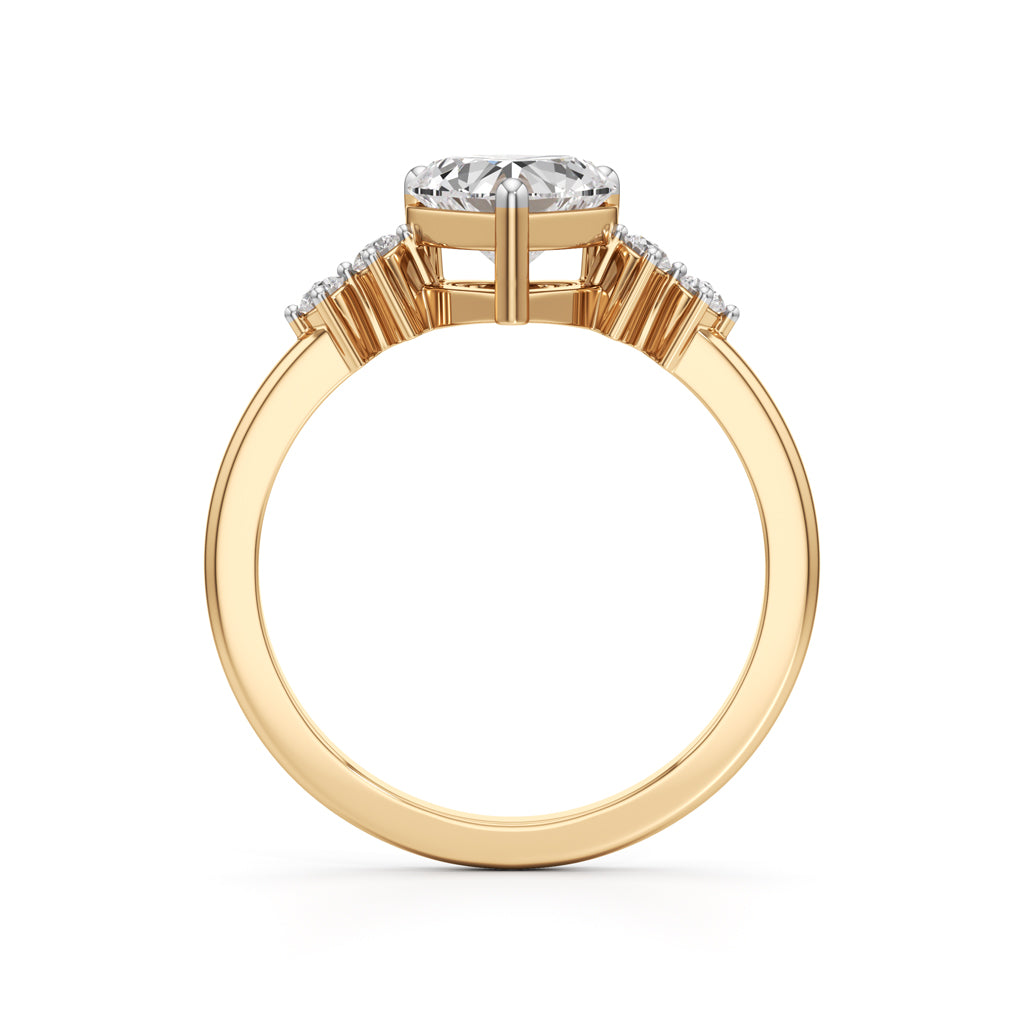 1.25Ct Heart Side Stone Diamond Ring