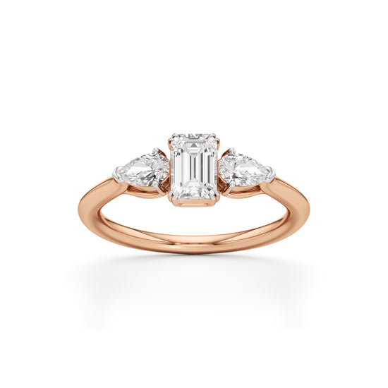 Celestia Emerald & Pear Trio Ring
