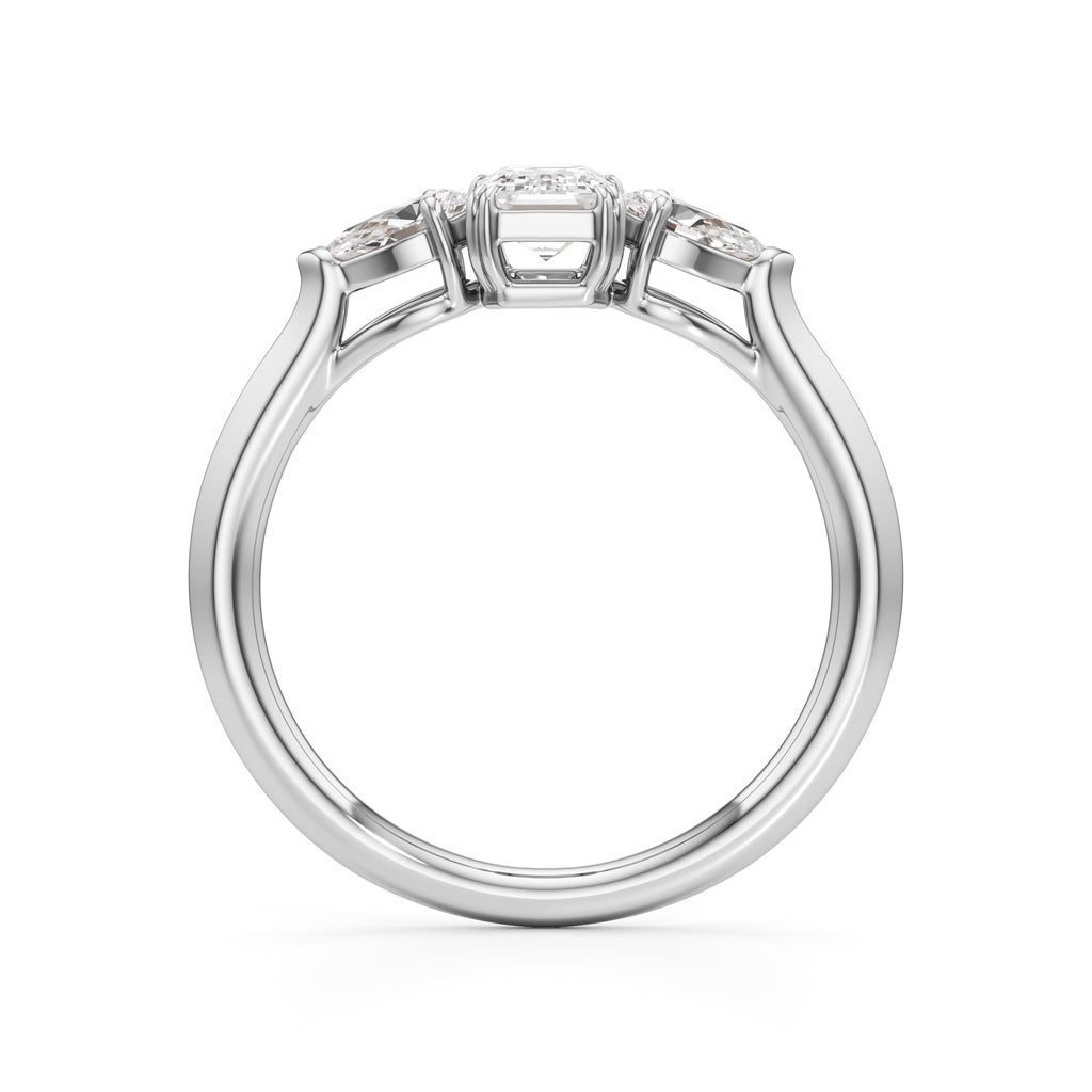 Celestia Emerald & Pear Trio Ring