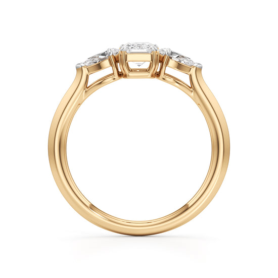 Celestia Emerald & Pear Trio Ring