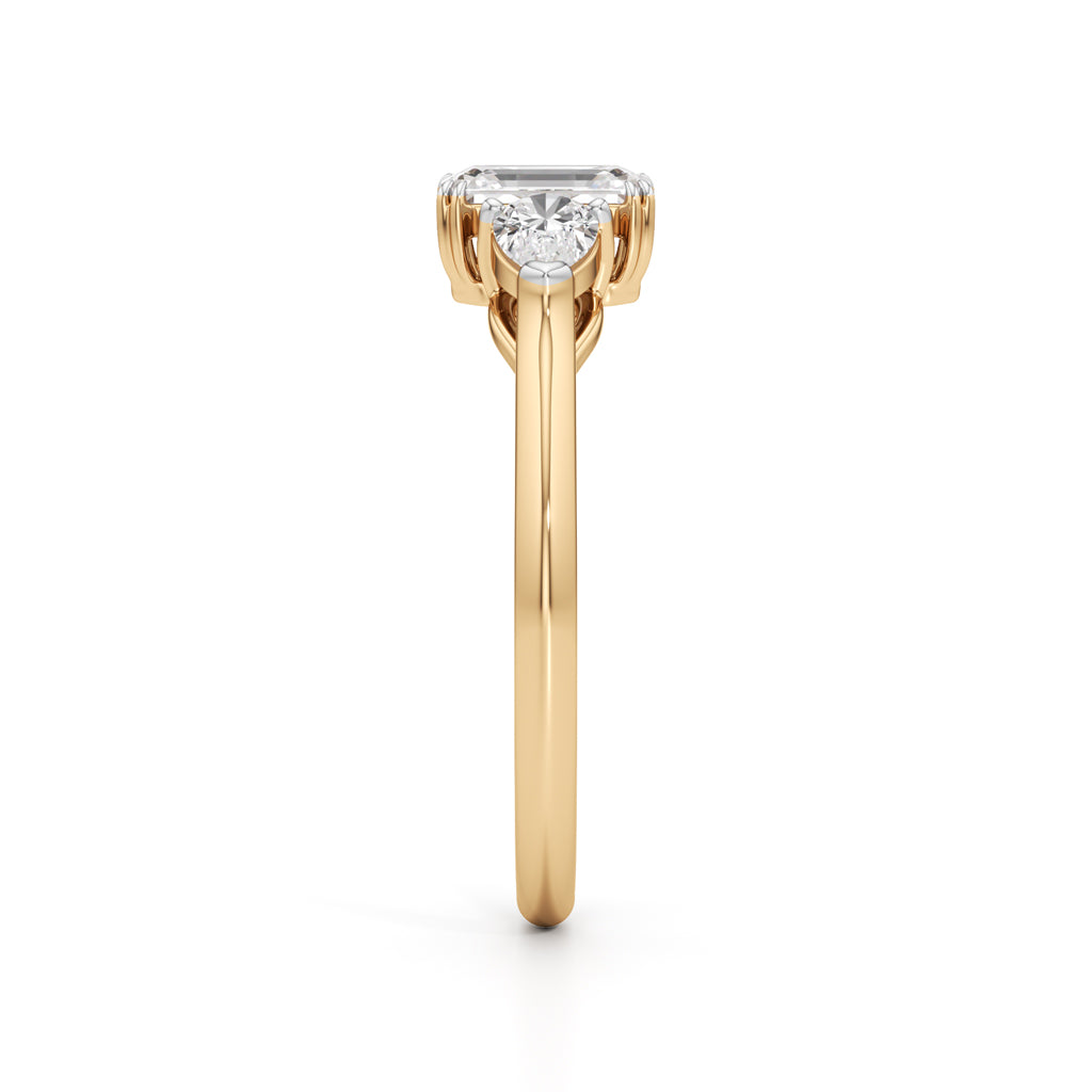 Celestia Emerald & Pear Trio Ring