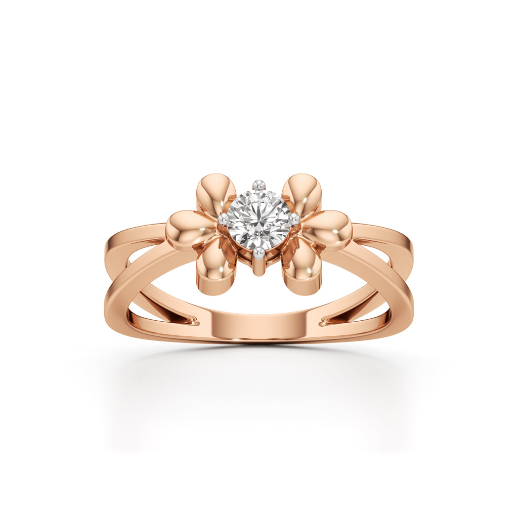 Golden Blossom Solitaire Ring