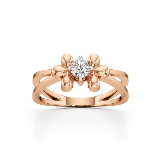 Golden Blossom Solitaire Ring