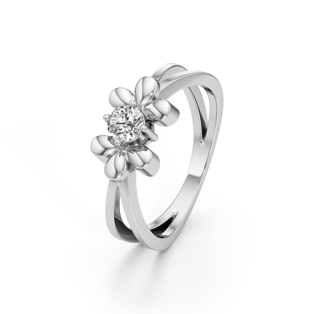 Golden Blossom Solitaire Ring