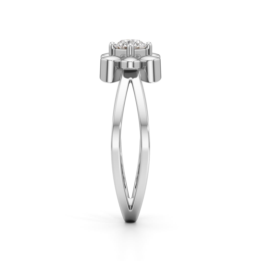 Golden Blossom Solitaire Ring