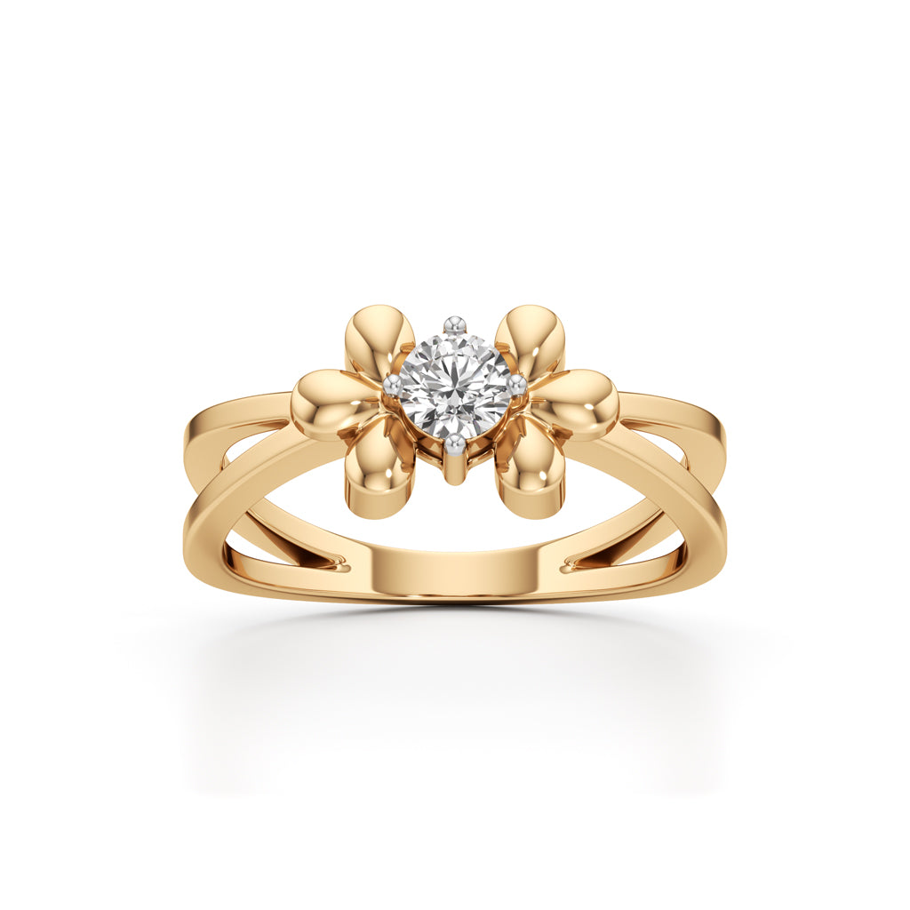 Golden Blossom Solitaire Ring