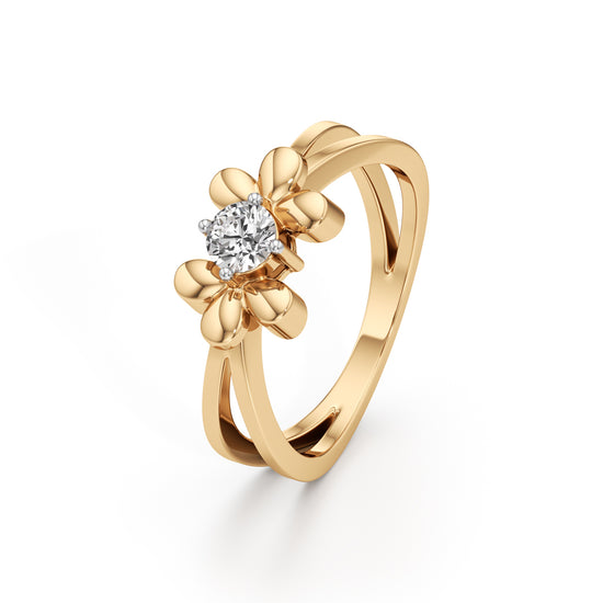 Golden Blossom Solitaire Ring
