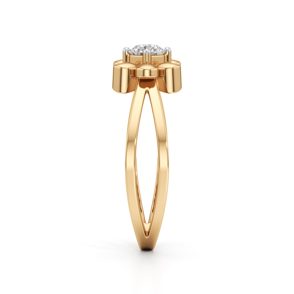 Golden Blossom Solitaire Ring