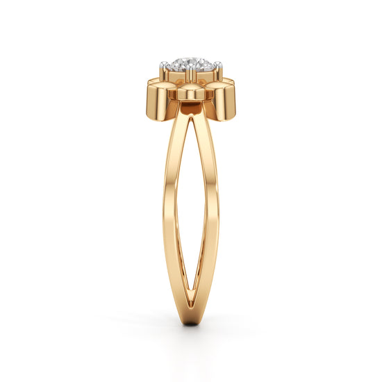 Golden Blossom Solitaire Ring