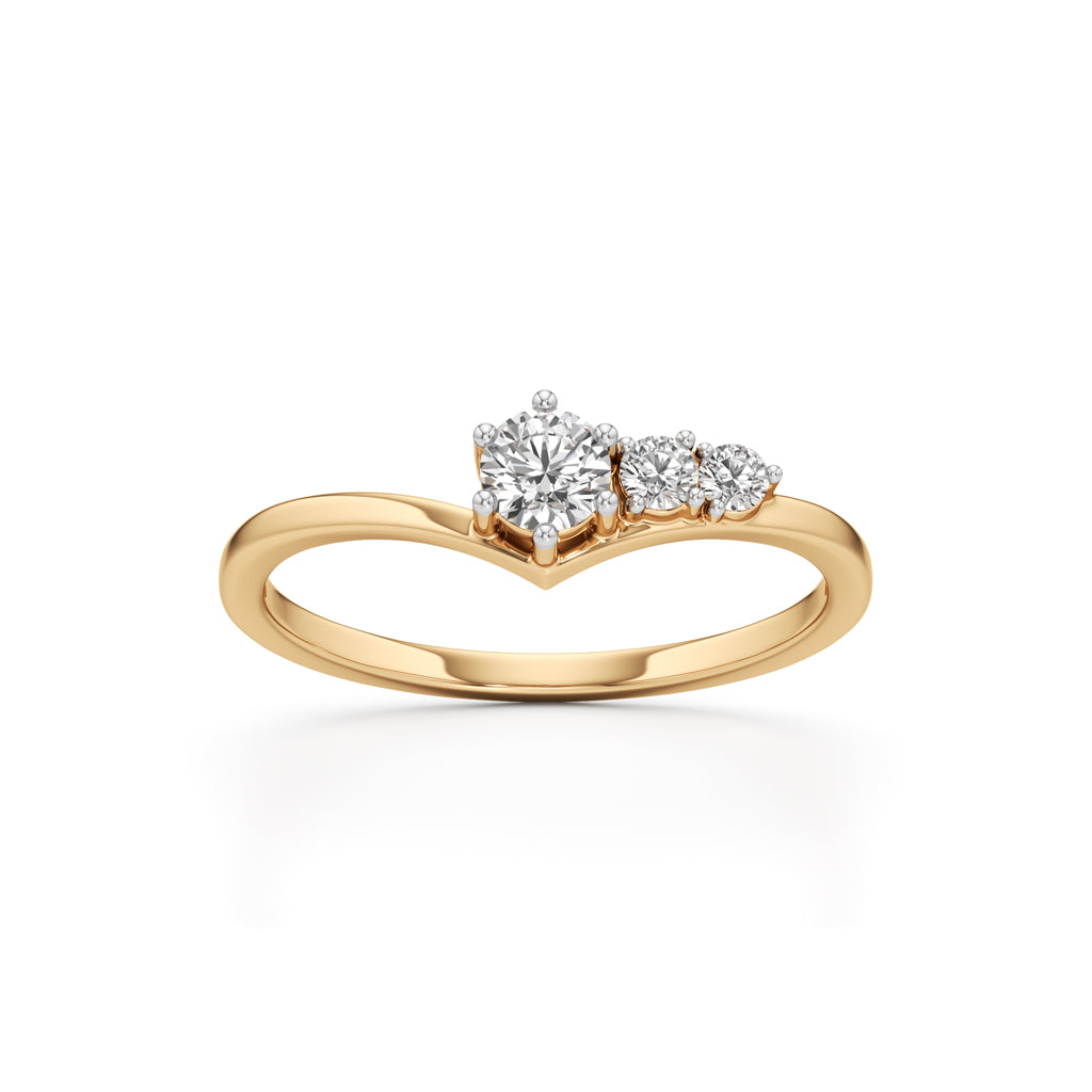 925 Silver 18K Gold Plated Three-Stone Diamond-Style Ring – Elegant Fine Jewellery