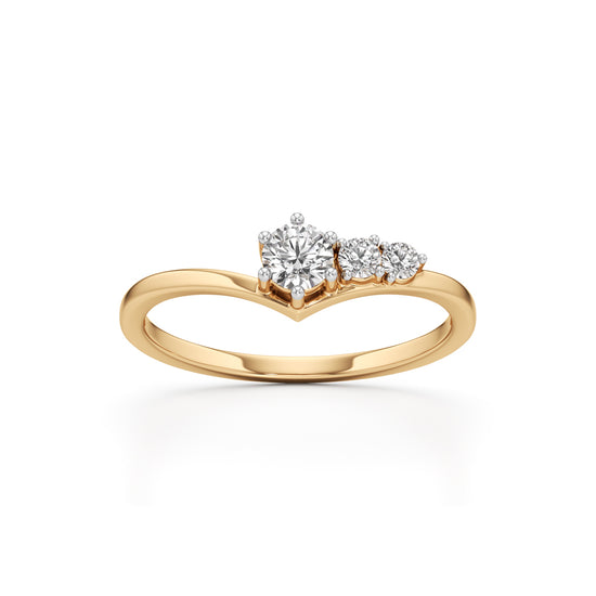 925 Silver 18K Gold Plated Three-Stone Diamond-Style Ring – Elegant Fine Jewellery