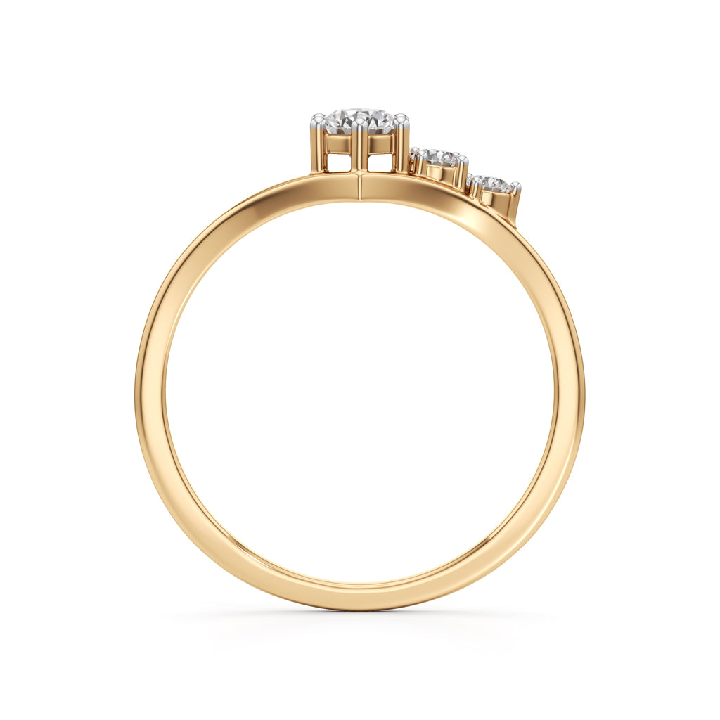 925 Silver 18K Gold Plated Three-Stone Diamond-Style Ring – Elegant Fine Jewellery
