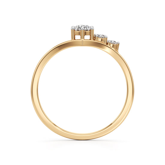 925 Silver 18K Gold Plated Three-Stone Diamond-Style Ring – Elegant Fine Jewellery