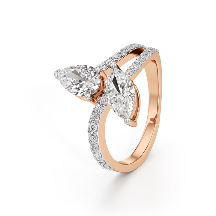 Aurum Marquise-Pear Diamond Crossover Ring