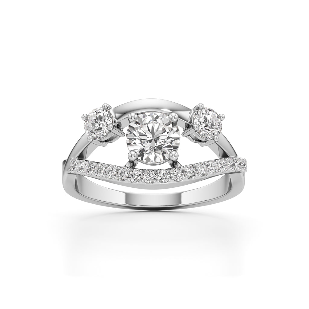 Celestia Three-Stone Diamond Arc Ring