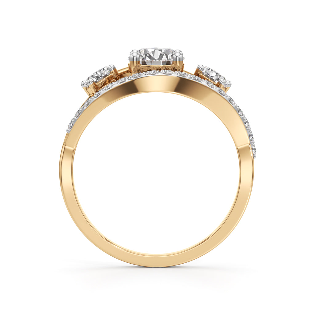 Celestia Three-Stone Diamond Arc Ring