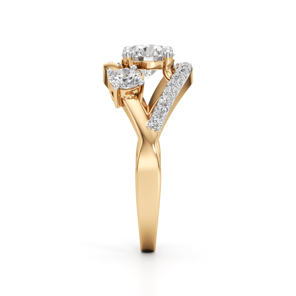 Celestia Three-Stone Diamond Arc Ring