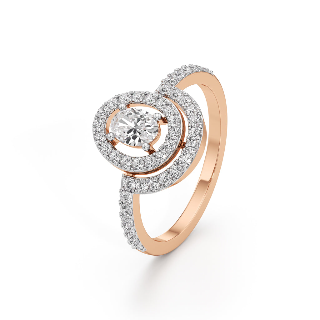 Aurora Double Halo Oval Diamond Ring