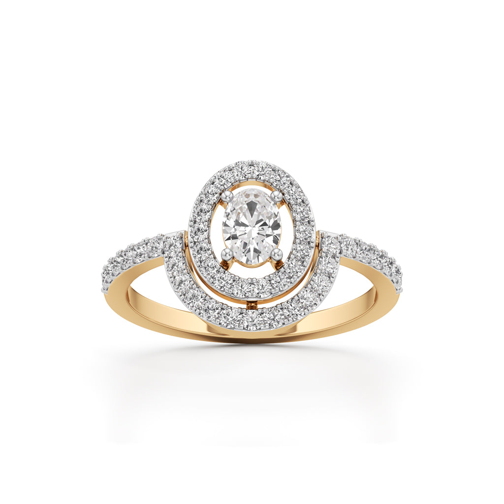 Aurora Double Halo Oval Diamond Ring