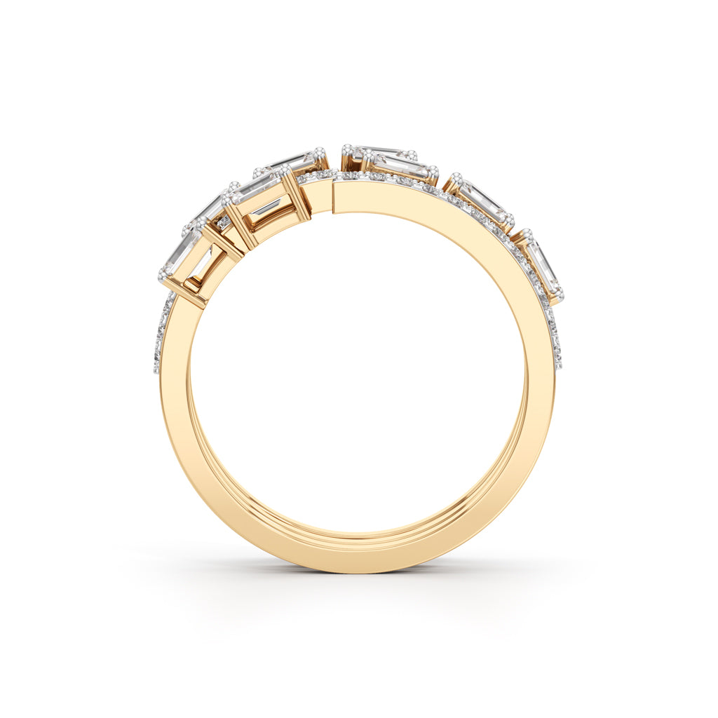 Aurora Triple-Band Emerald & Diamond Statement Ring