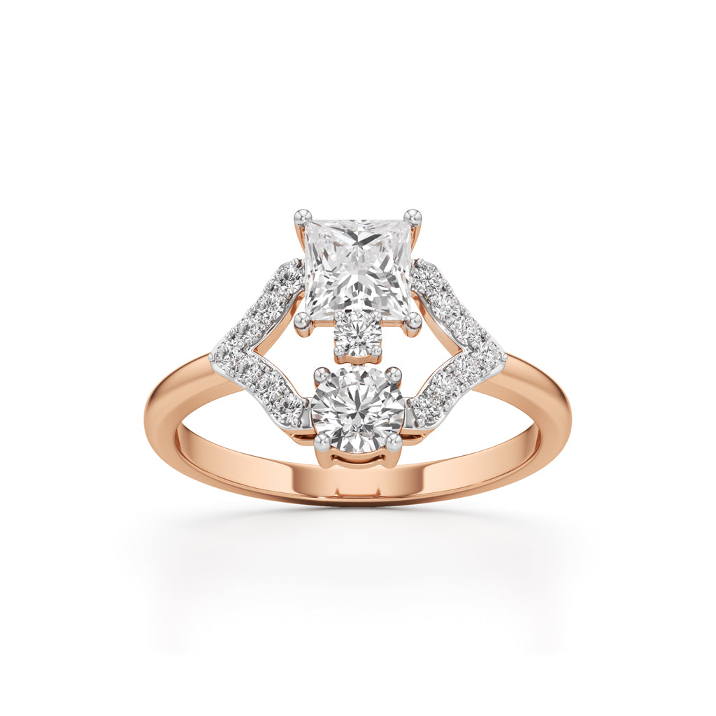 Celestia Geometric Princess-Cut Diamond Ring