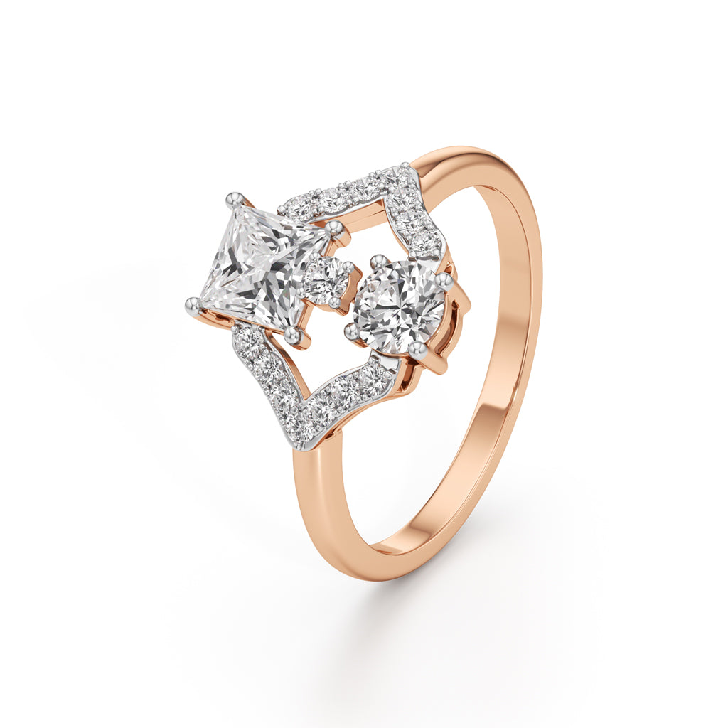 Celestia Geometric Princess-Cut Diamond Ring