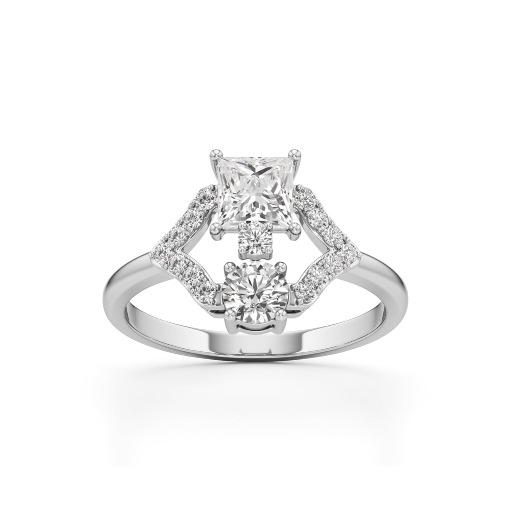 Celestia Geometric Princess-Cut Diamond Ring