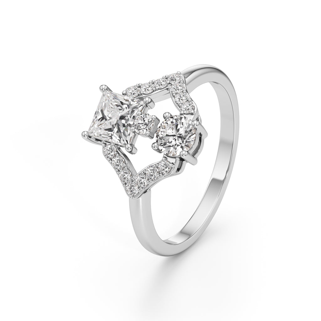 Celestia Geometric Princess-Cut Diamond Ring