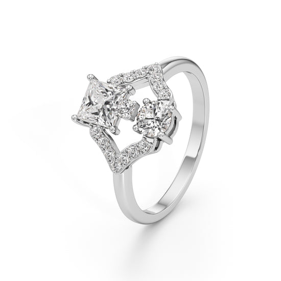 Celestia Geometric Princess-Cut Diamond Ring