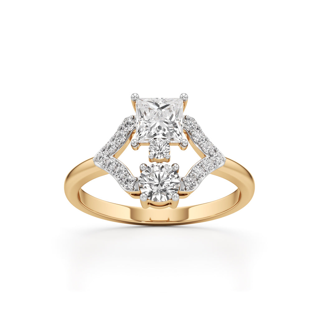 Celestia Geometric Princess-Cut Diamond Ring