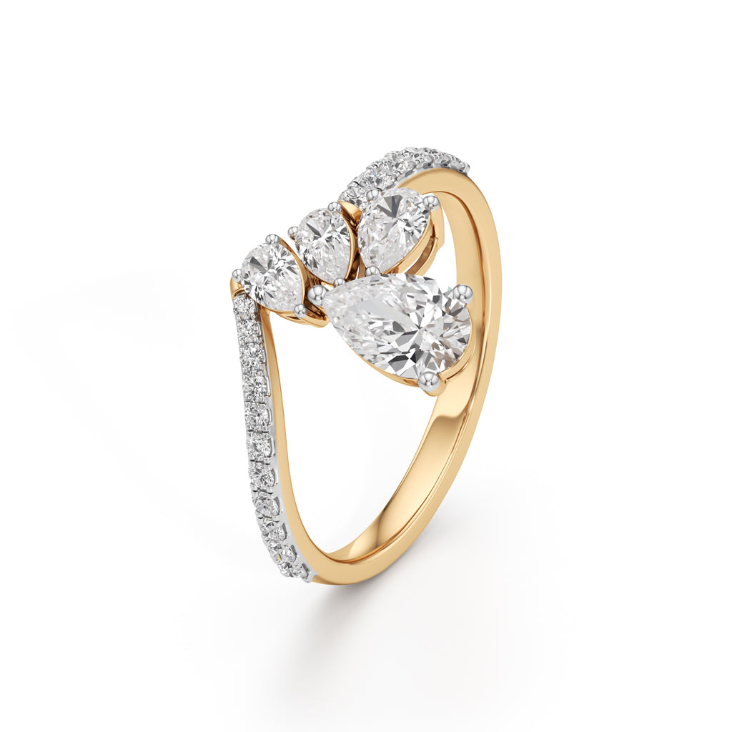 Celestia Pear Cluster Diamond Ring